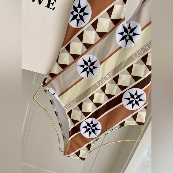 Loewe Inspired Neutral Starburst One-Piece Swimsuit Luxury Swimwear - Picture 9 of 9